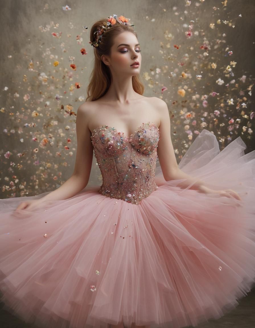 Tulle Goddess Portrait with Wildflowers