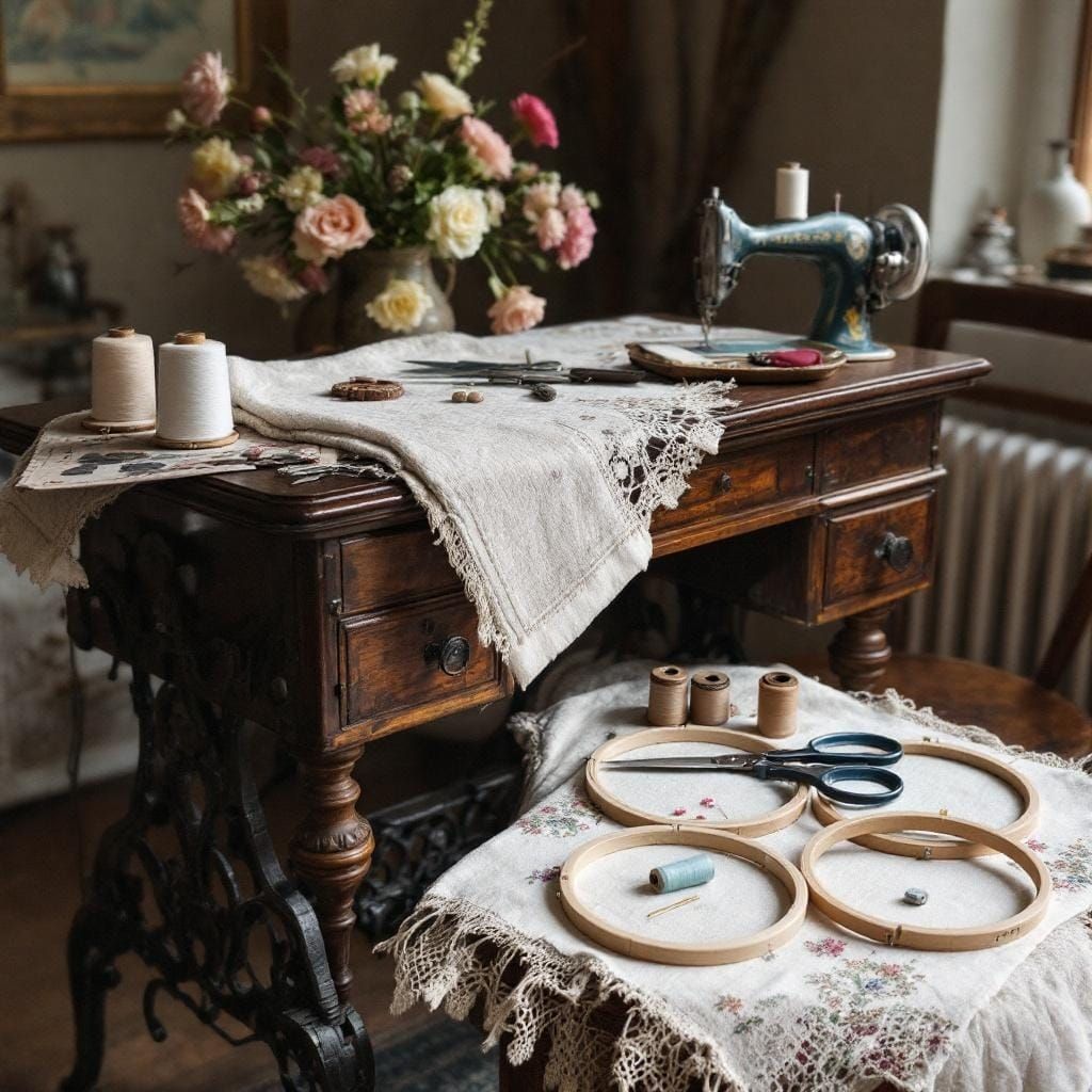 Vintage Sewing Table Still Life