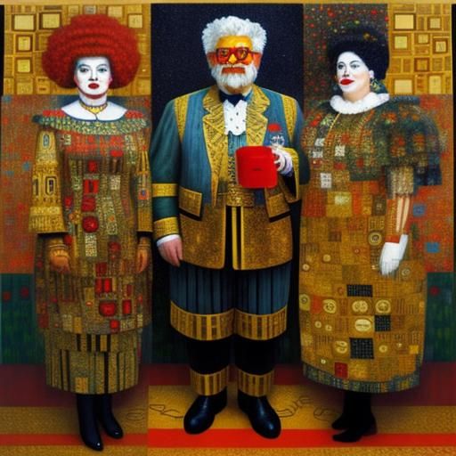 Mascots in Klimt Style: Ronald, Sanders, Wendy, Big Boy