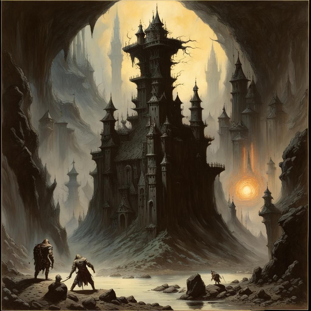 Medieval Sci-Fi Laser Landscape in Fantasy Art Style