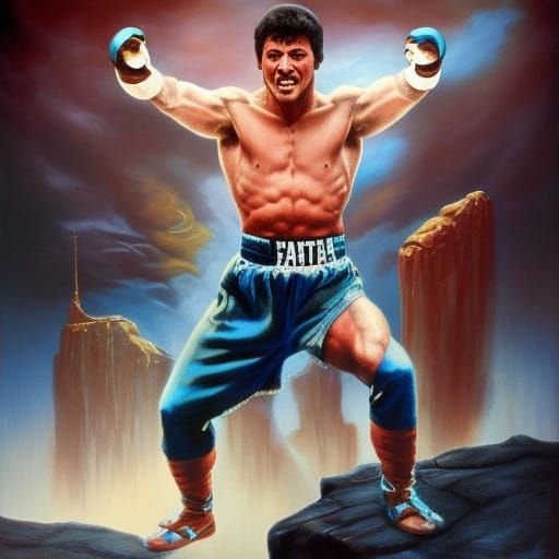 Rocky Balboa as Heroic 1980s Pulp Art