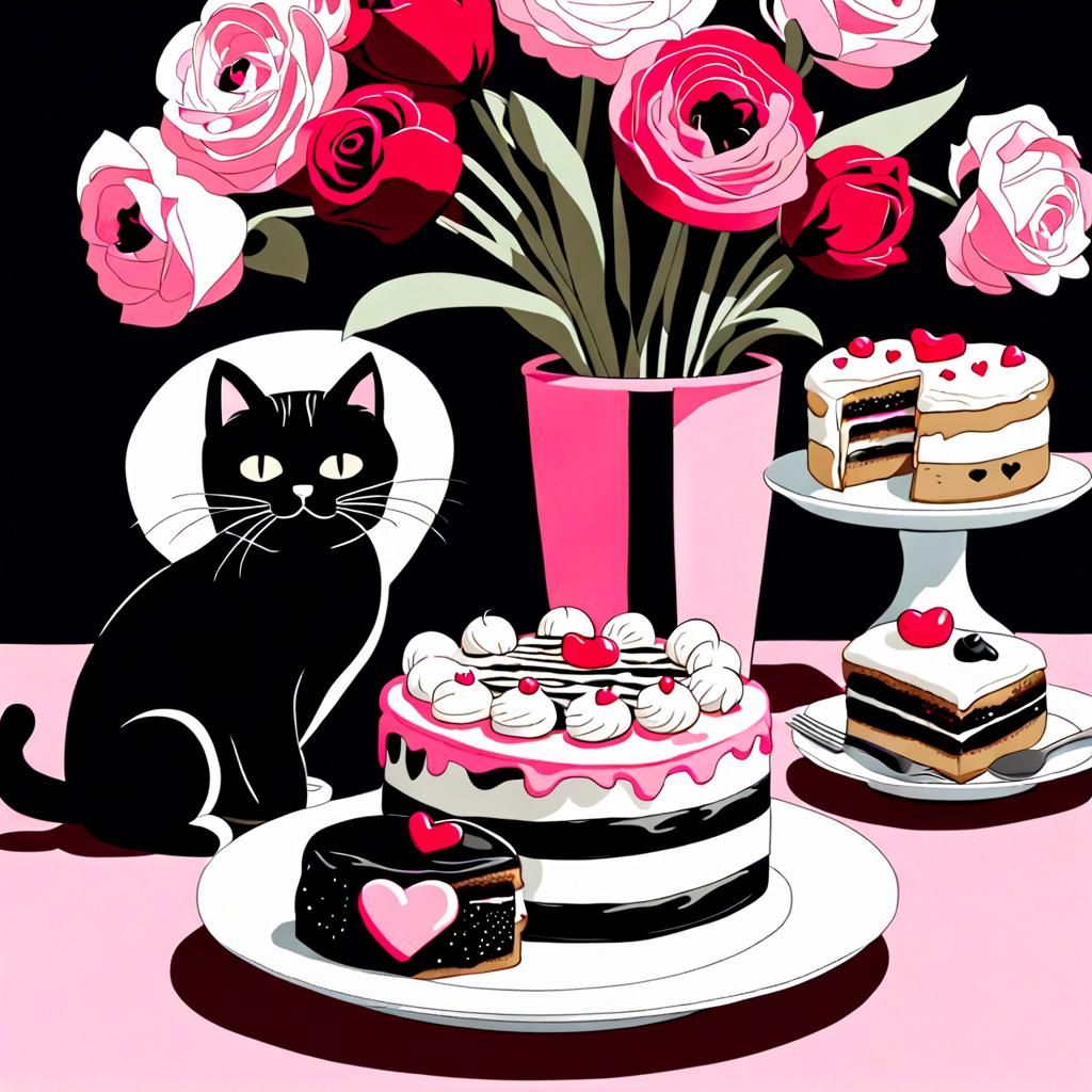 Sweet Cats Still Life with Desserts