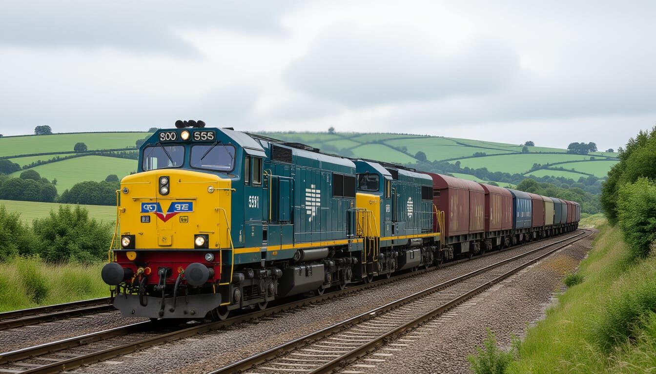 1970s Leeds Freight Train in Realistic Cinematic Style