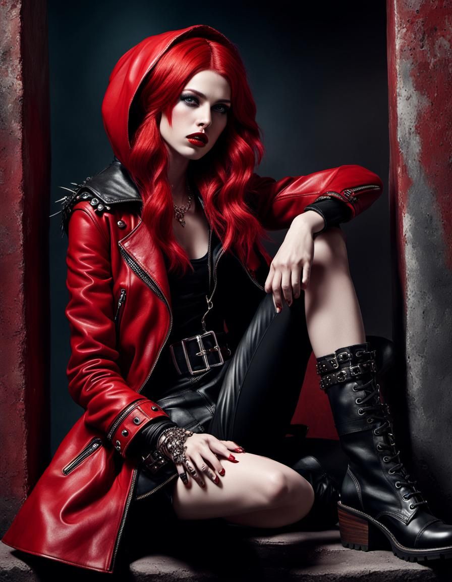 Edgy Punk Red Riding Hood in England