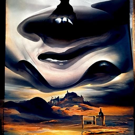 Surrealist Twilight Zone Melting Oil Painting