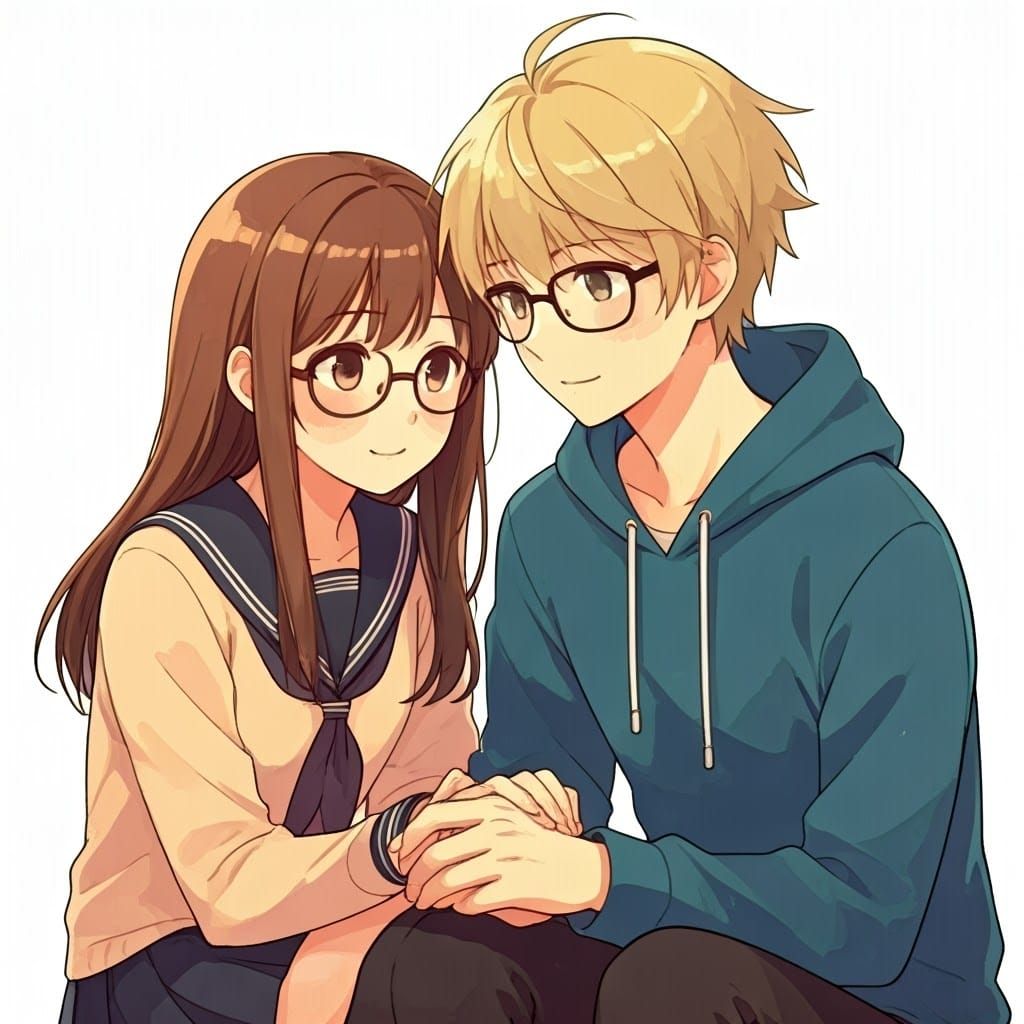 Tender Anime Romance: Girl and Boy Holding Hands