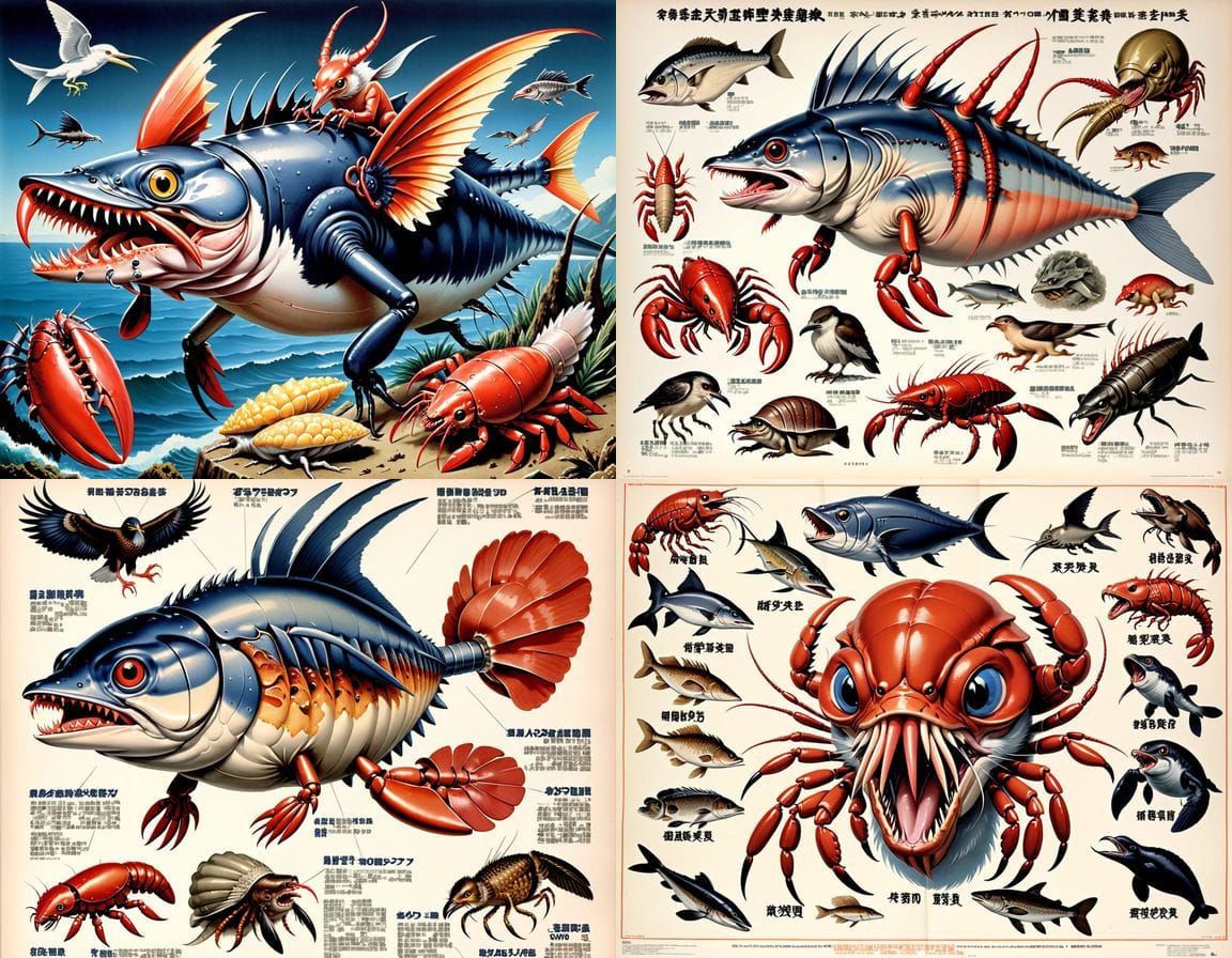 Bizarre Japanese Crustacean Hybrid Monster as 1970s Movie Po...