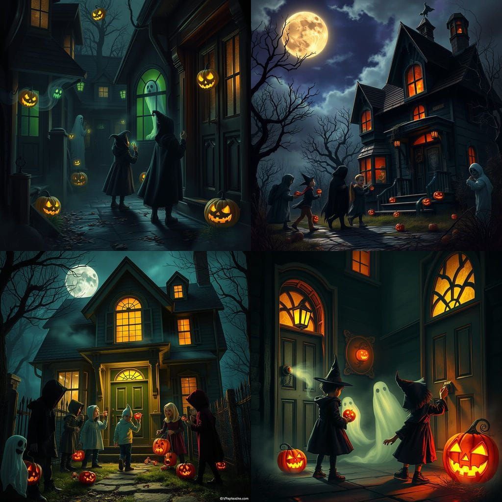 Spooky Halloween Night Trick-or-Treating Adventure