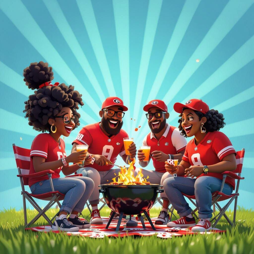 Georgia Bulldogs Tailgate Party in Pixar Style