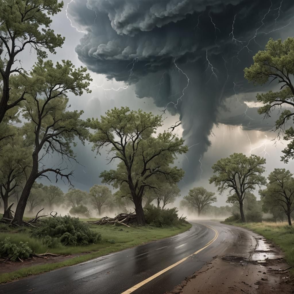 Photorealistic Stormy Scene with Mini Tornado