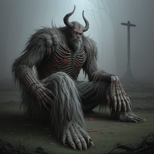 Gritty, Furry Foot in Eerie, Dimly Lit Scene