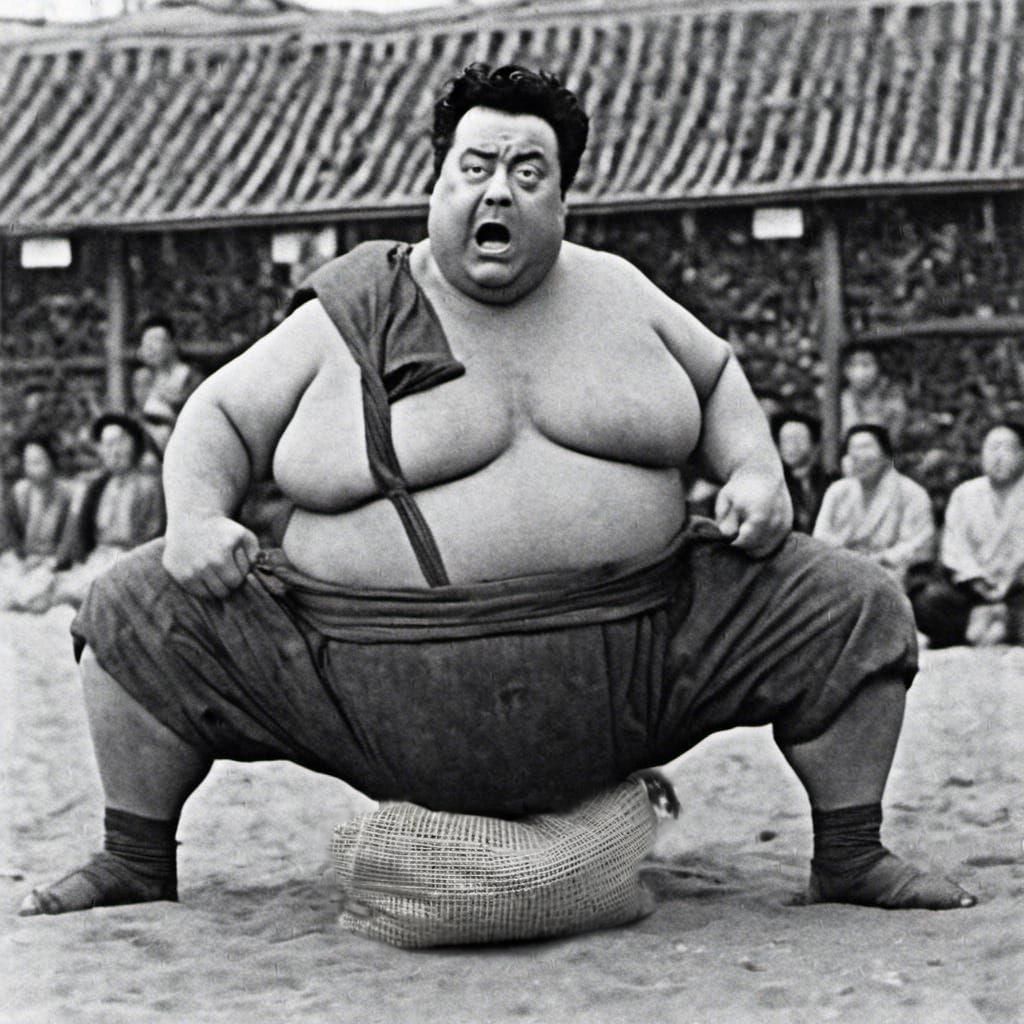 Humorous Image of Rice Sack Sitting Down