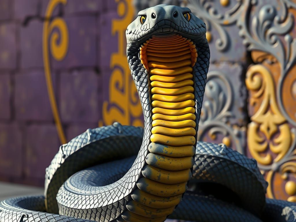 Hyperrealistic Concrete Cobra in Cinematic Style