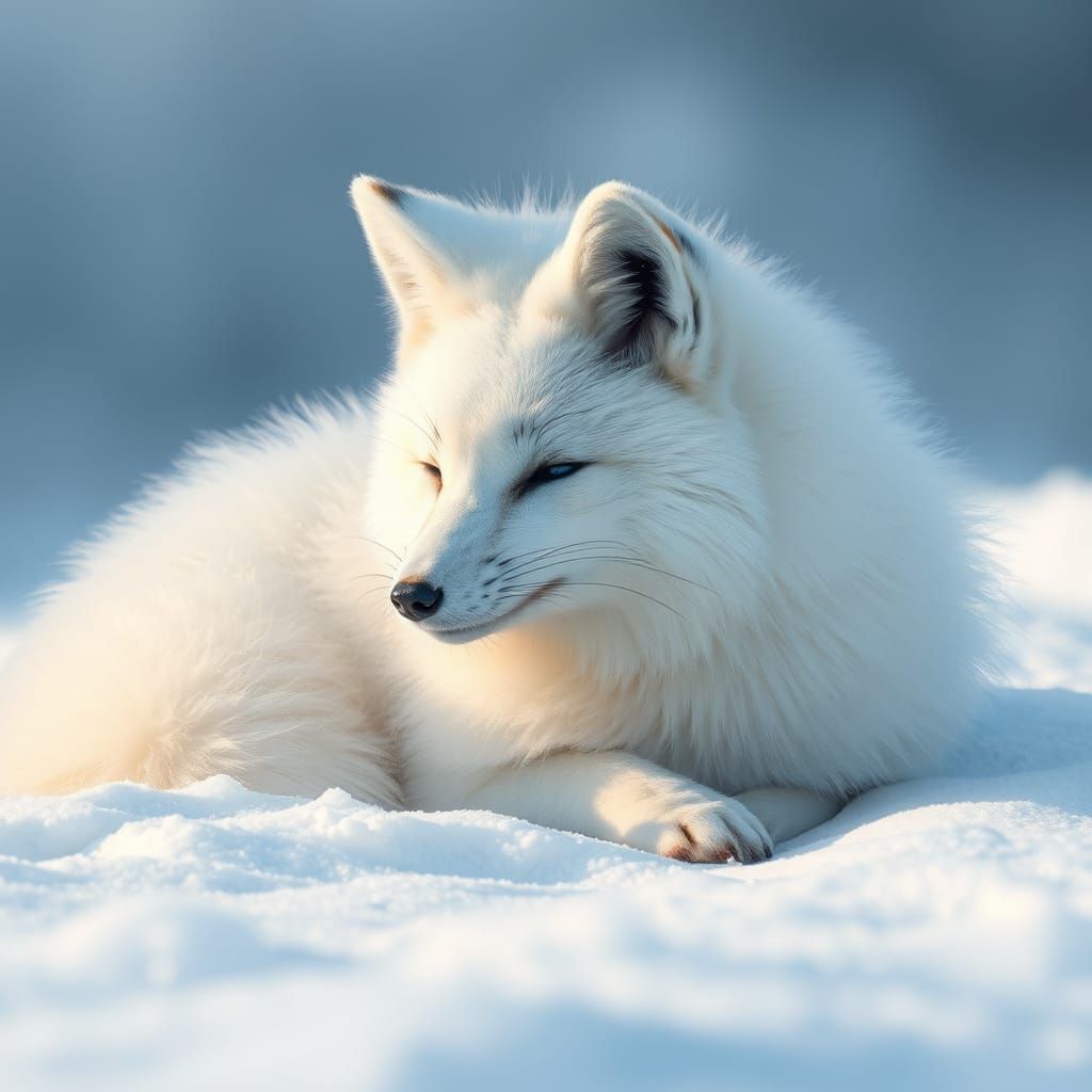 Serene White Fox in Winter Wonderland