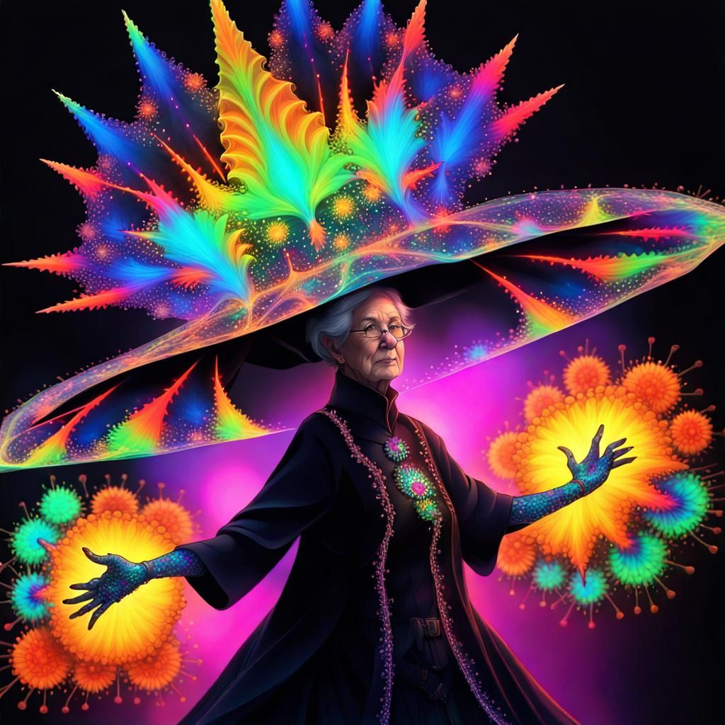 Ecstatic Wizards Dancing in Bioluminescent Cave