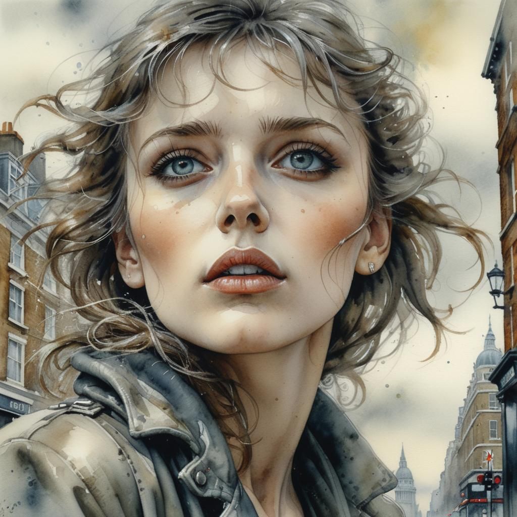 Daisy Edgar-Jones Portrait in Watercolor Style