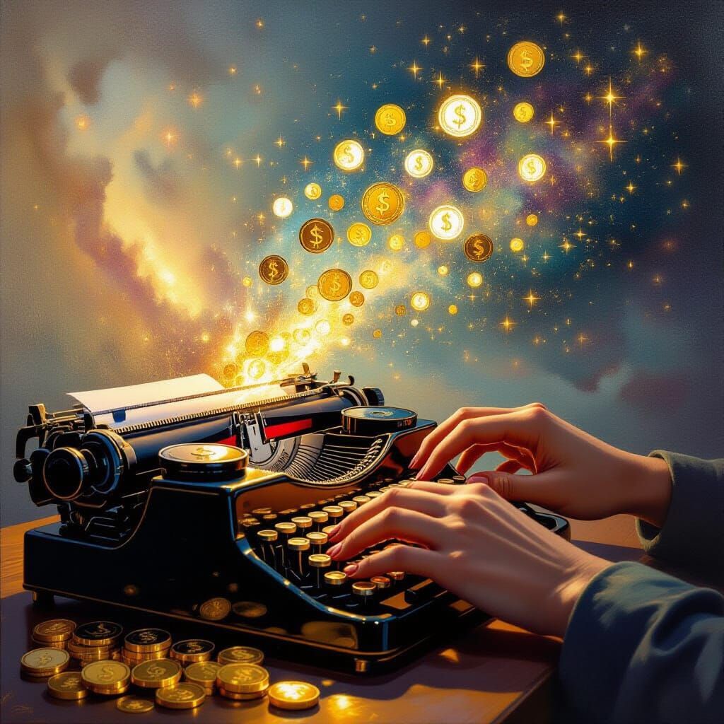 Typing Creates Wealth and Opportunity in Surreal Oil Paintin...