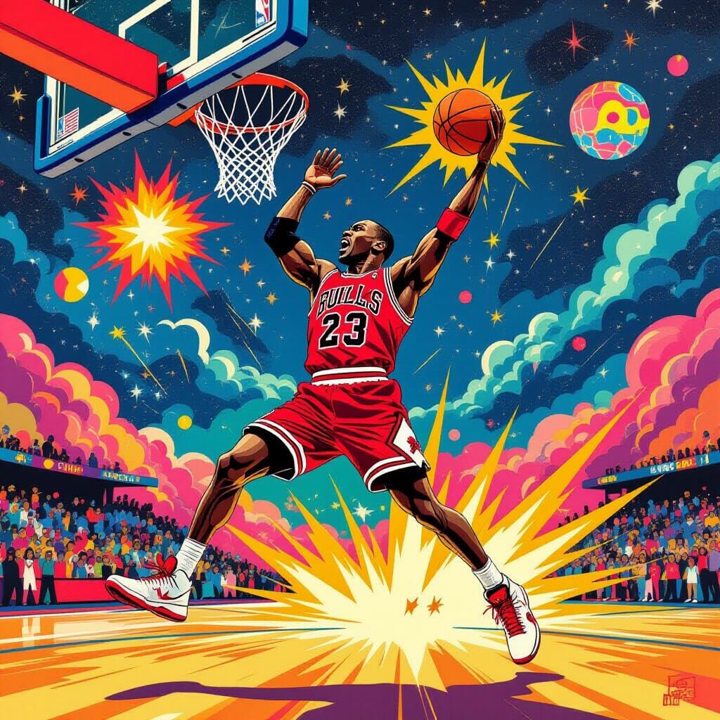 Michael Jordan Slam Dunk in Space Jam Style