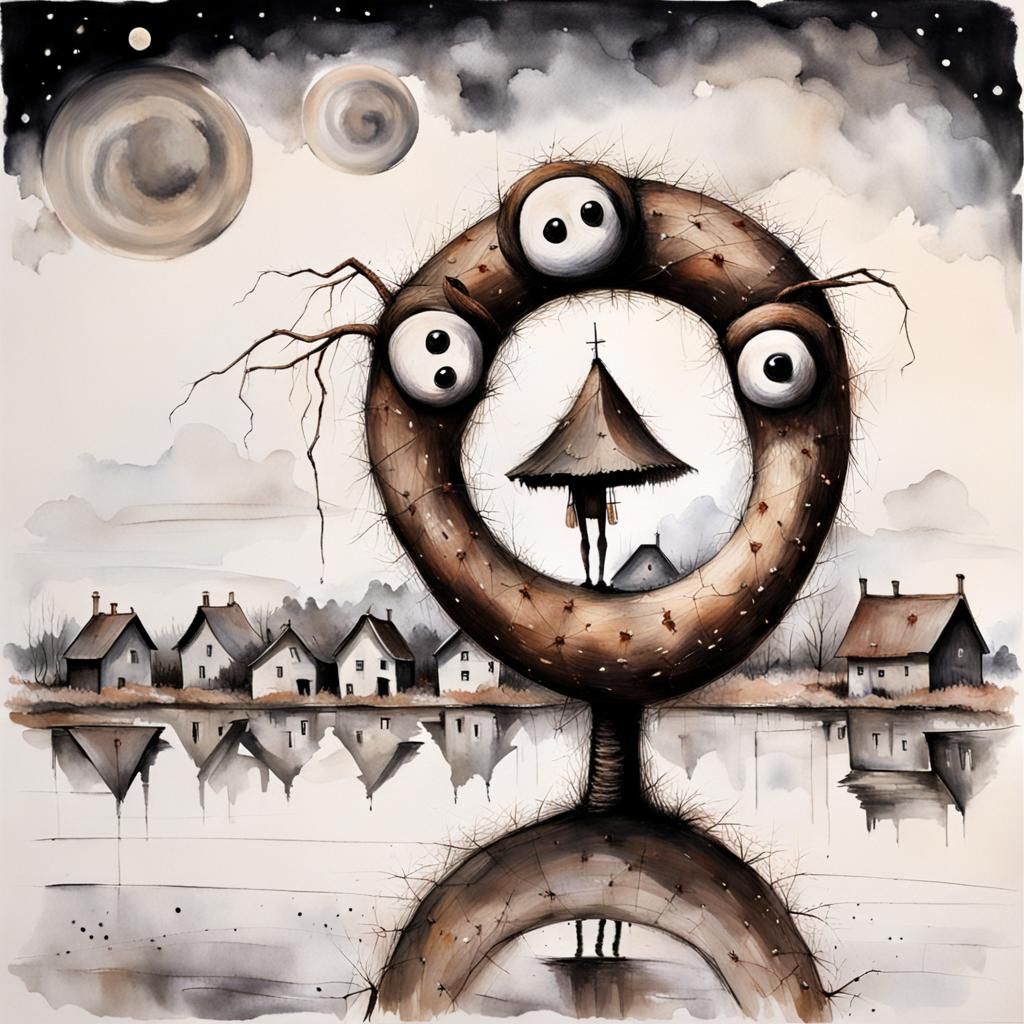 Pretzel Creature in Dark Fantasy Moonscape