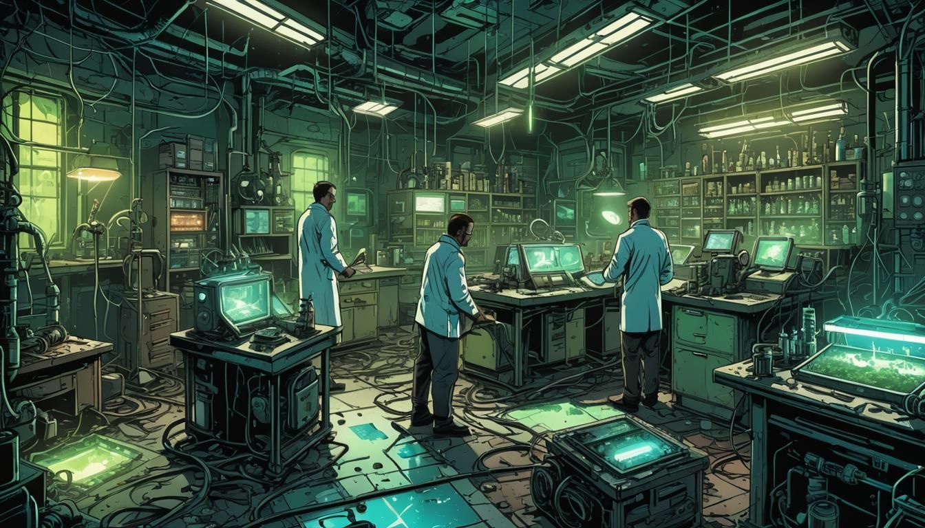 Eerie Lab: Scientists Transform in Gritty Comic Art