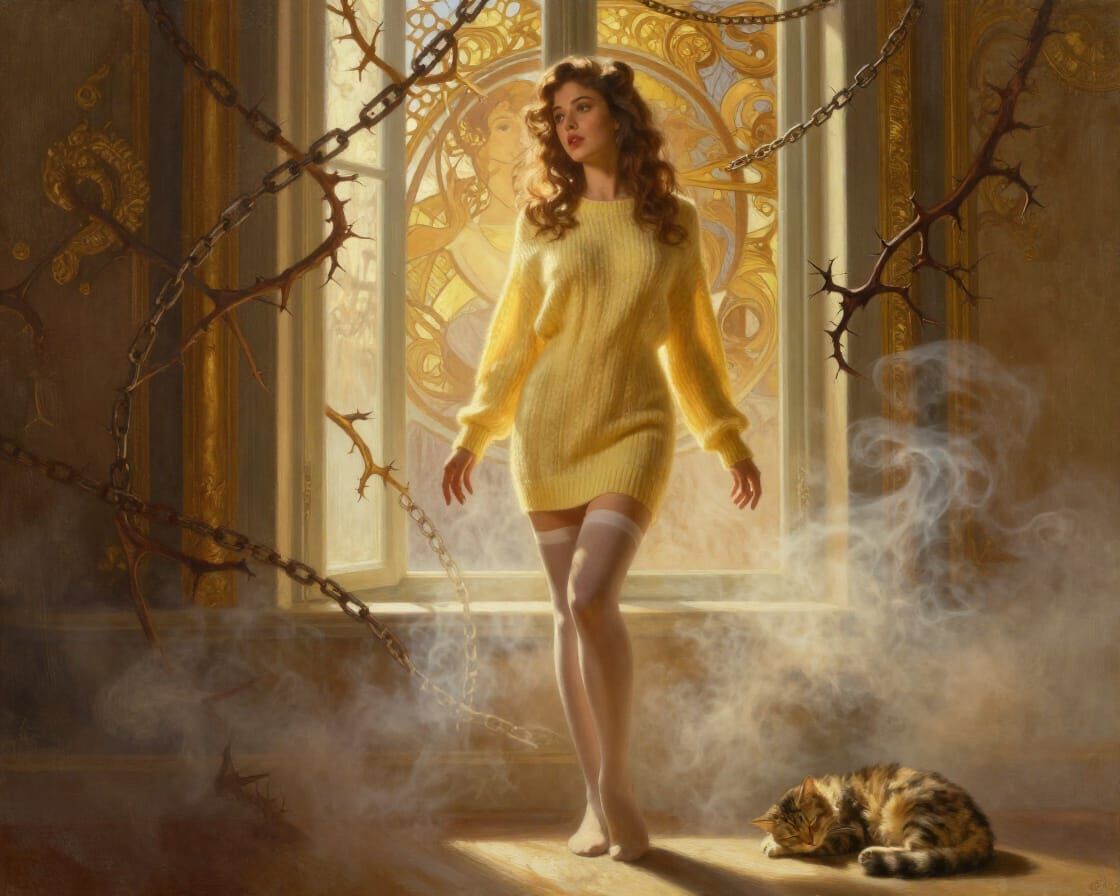 Bohemian Pin-Up Girl in Golden Hour Light