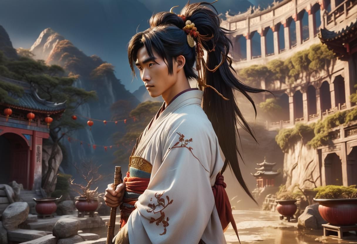 Handsome Cultivator in Ancient Chinese Landscape