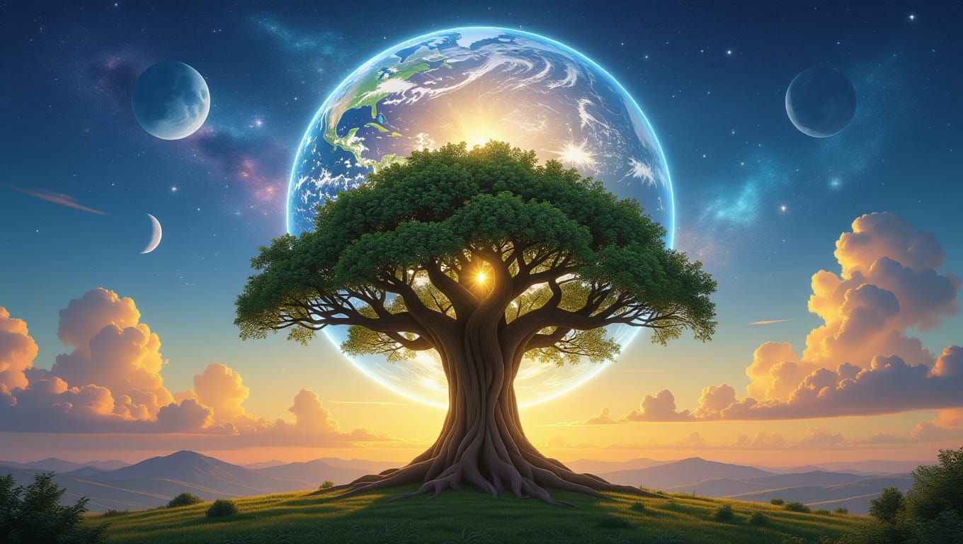 Celestial Alignment of Earth and the Heavens in Radiant, Hyp...