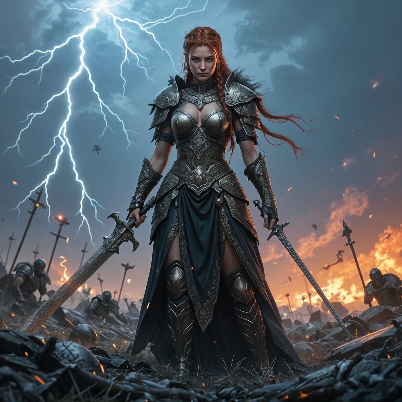 Celtic Warrior Queen in Dark Fantasy Style