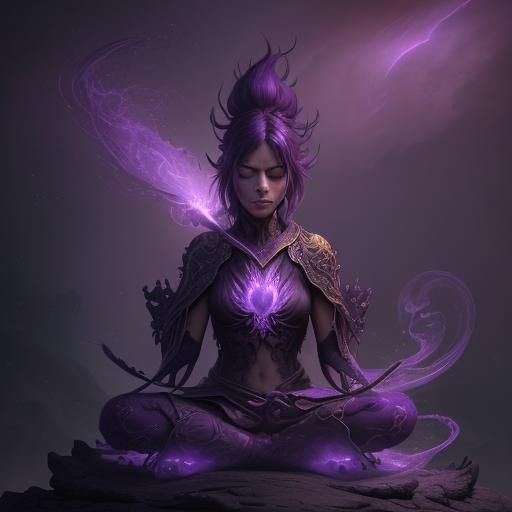 Purple Flame Meditation: Fantasy Concept Art