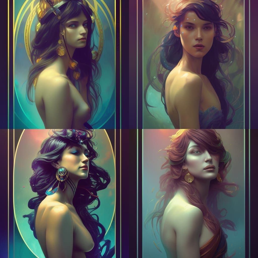 Detailed Tarot Card Portrait in Art Nouveau Style
