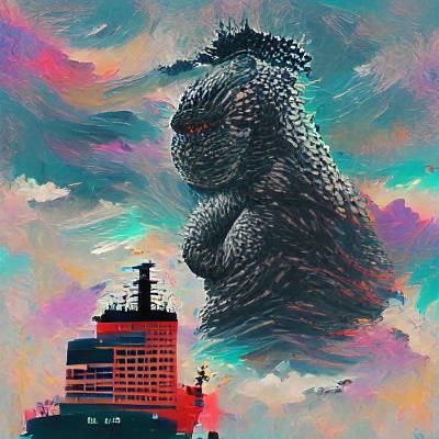 Stylized Godzilla AI Image