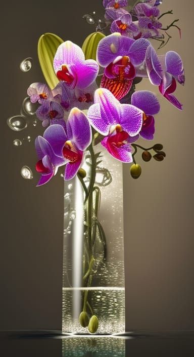 Orchids and Diamonds in Glass Vases