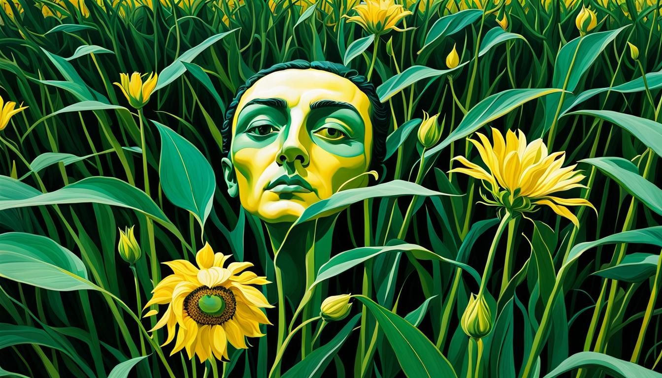 Surreal Spanish Field in Dali-Inspired Abstract Art
