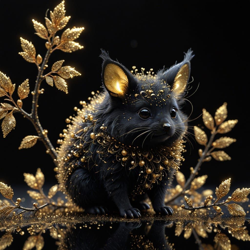 Delicate Black Forest with Miniature Black Creatures