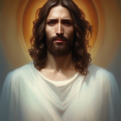 Detailed Portrait of Jesus in Splash Art Style