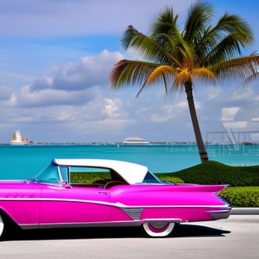 Retro-Futuristic 1957 Pink Cadillac in Miami