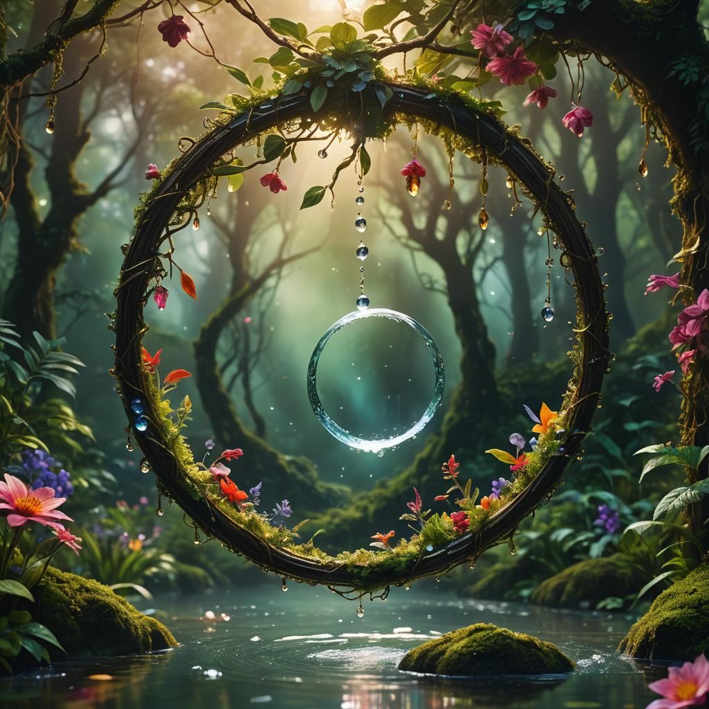Mystical Forest Water Ring in Detailed Matte Painting