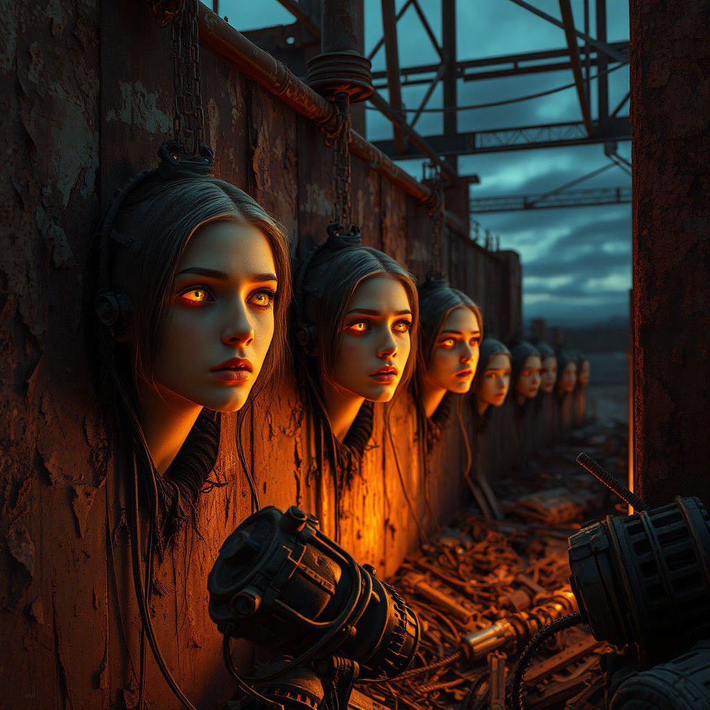 Ethereal Faces Emerge from Decaying Metal