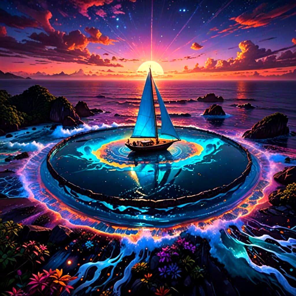 Cosmic Holographic Sunset on the Beach