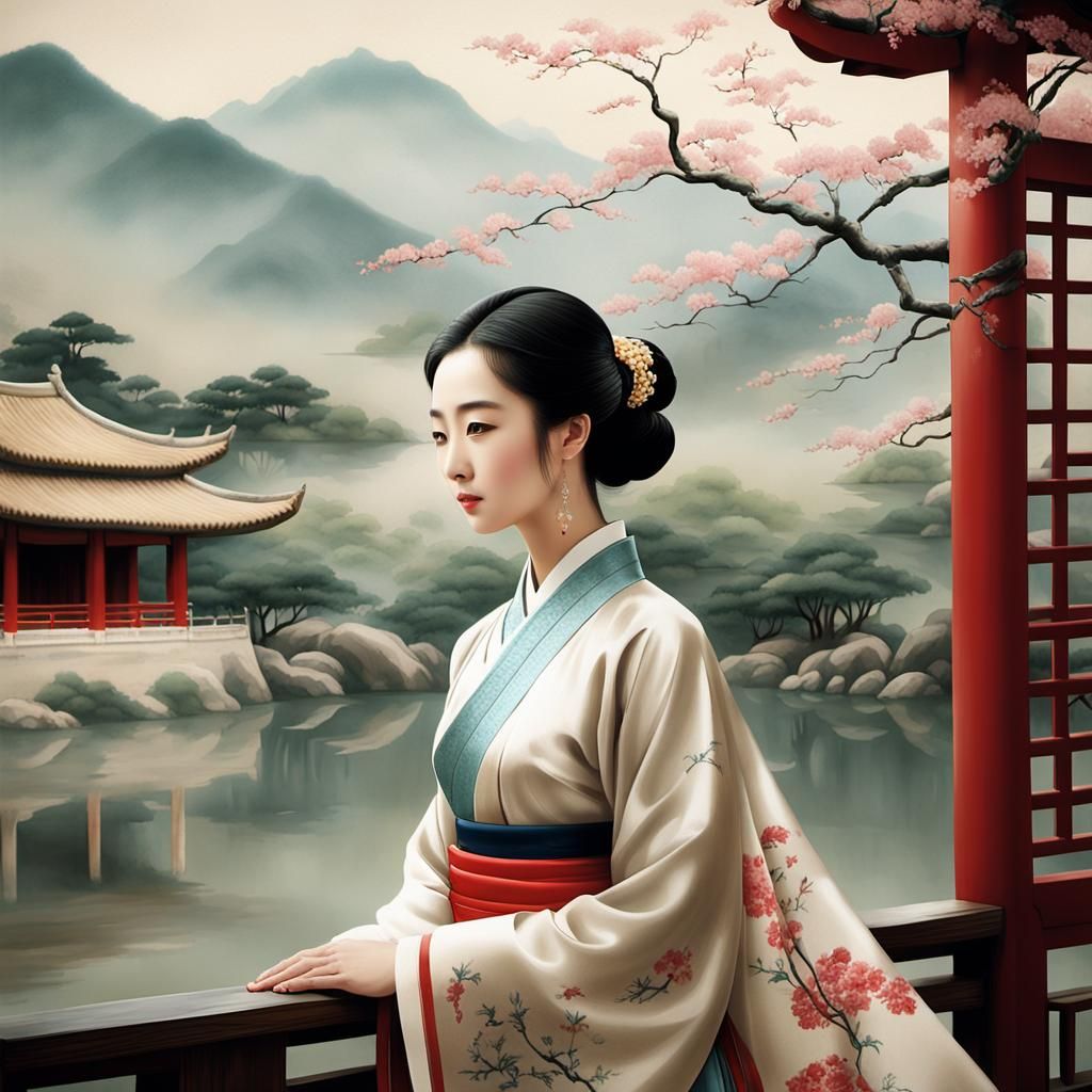 Elegant Woman in Traditional Chinese Attire