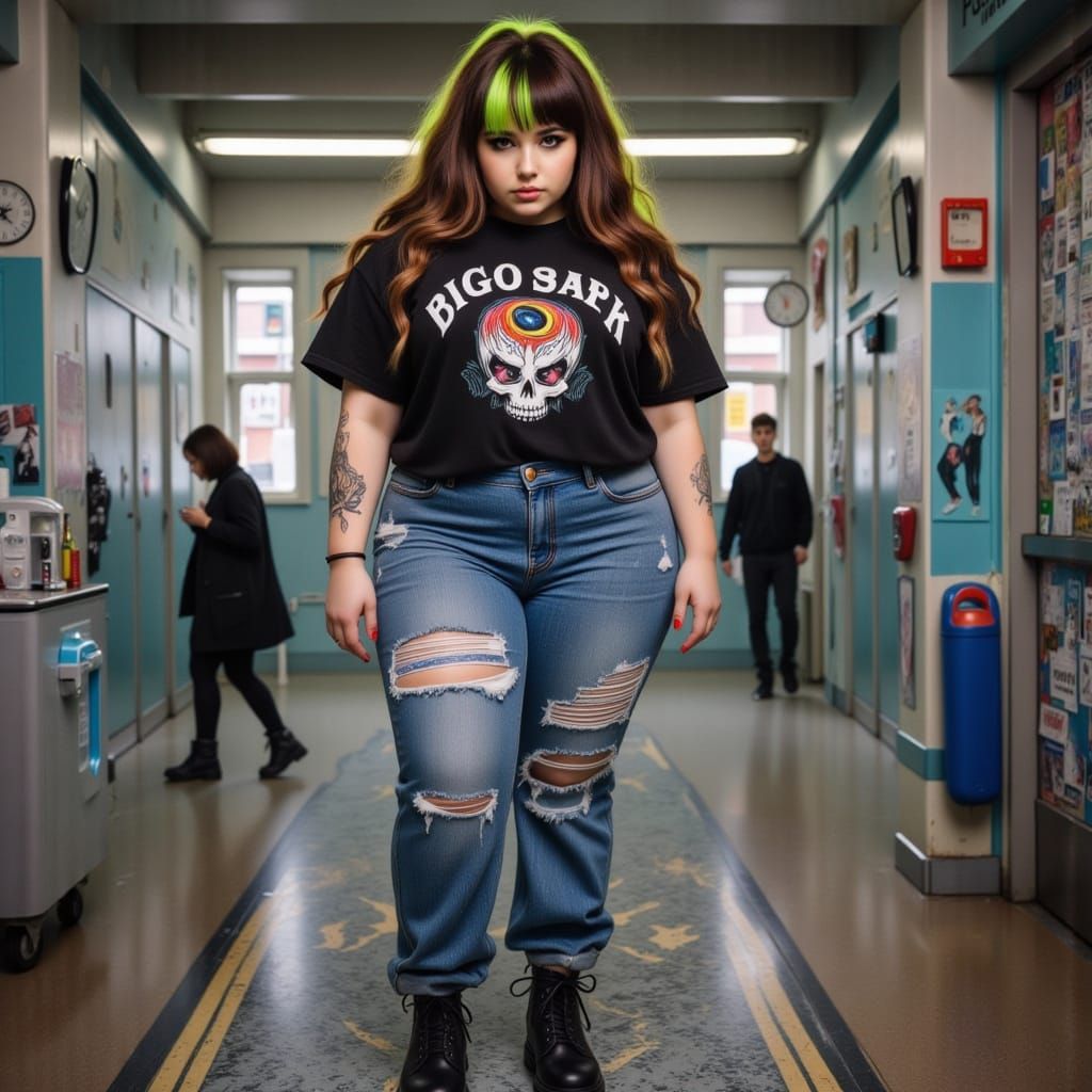 Curvy Emo Girl in High School