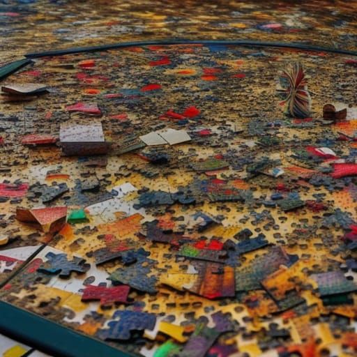 Hyperrealistic Puzzle with Missing Piece in HDR