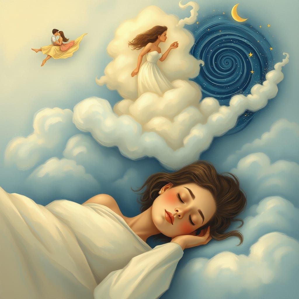 Surreal Dream Scene in Storybook Illustration Style