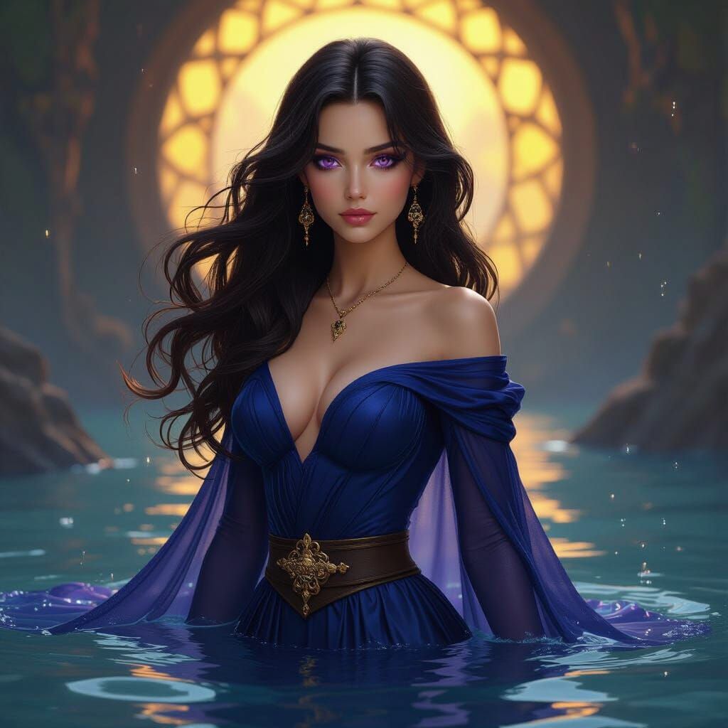 Fantasy Girl in Flowing Gown, Hyperdetailed Digital Art