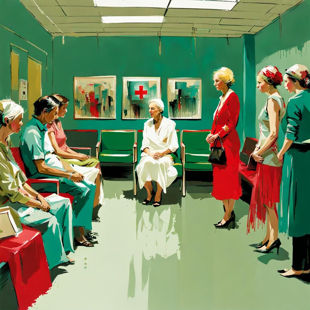 Art Deco Hospital Waiting Room Illustration