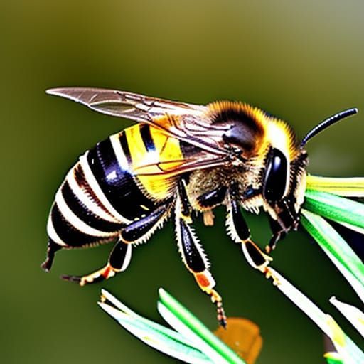 Fuzzy Honey Bee with Black Stripes