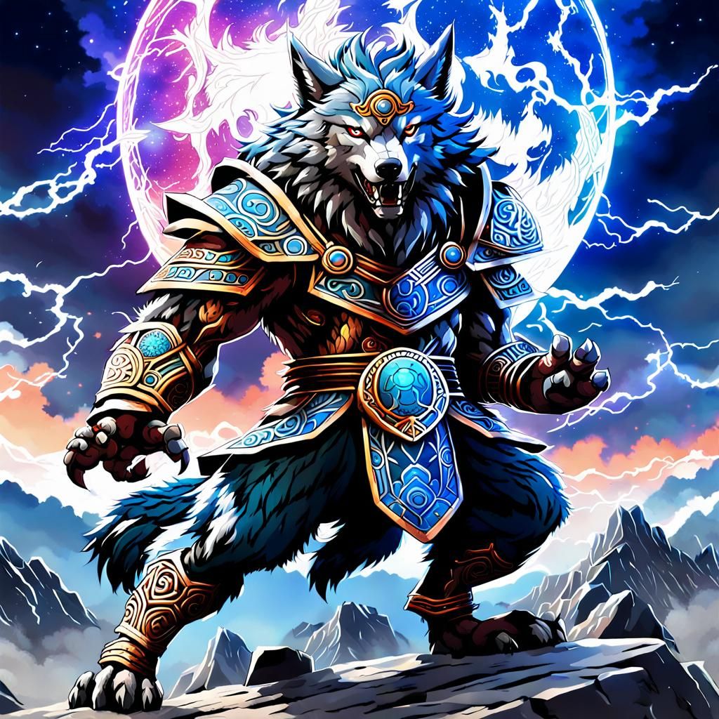 Mongolian Warlord Wolf in Ken Sugimori Style
