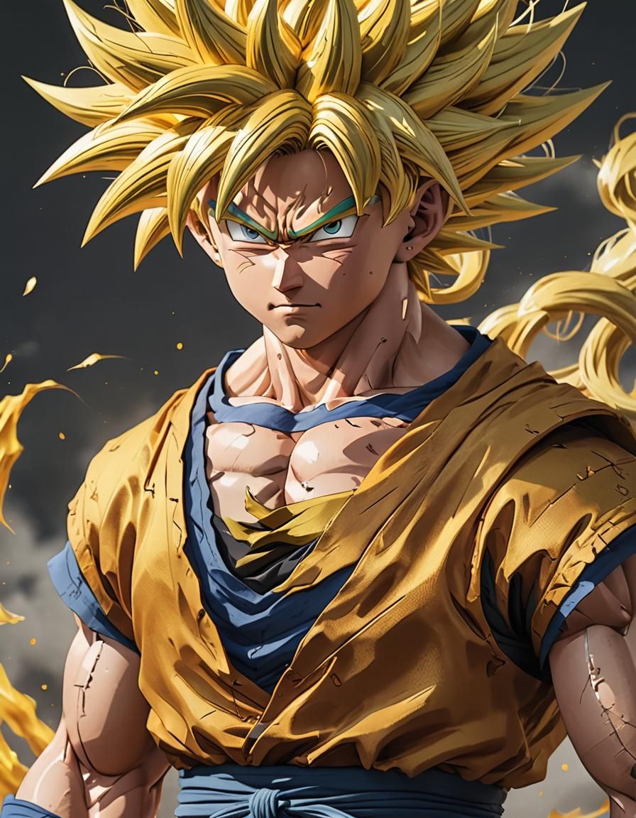 Son Goku Super Saiyan in 3D Anime Art