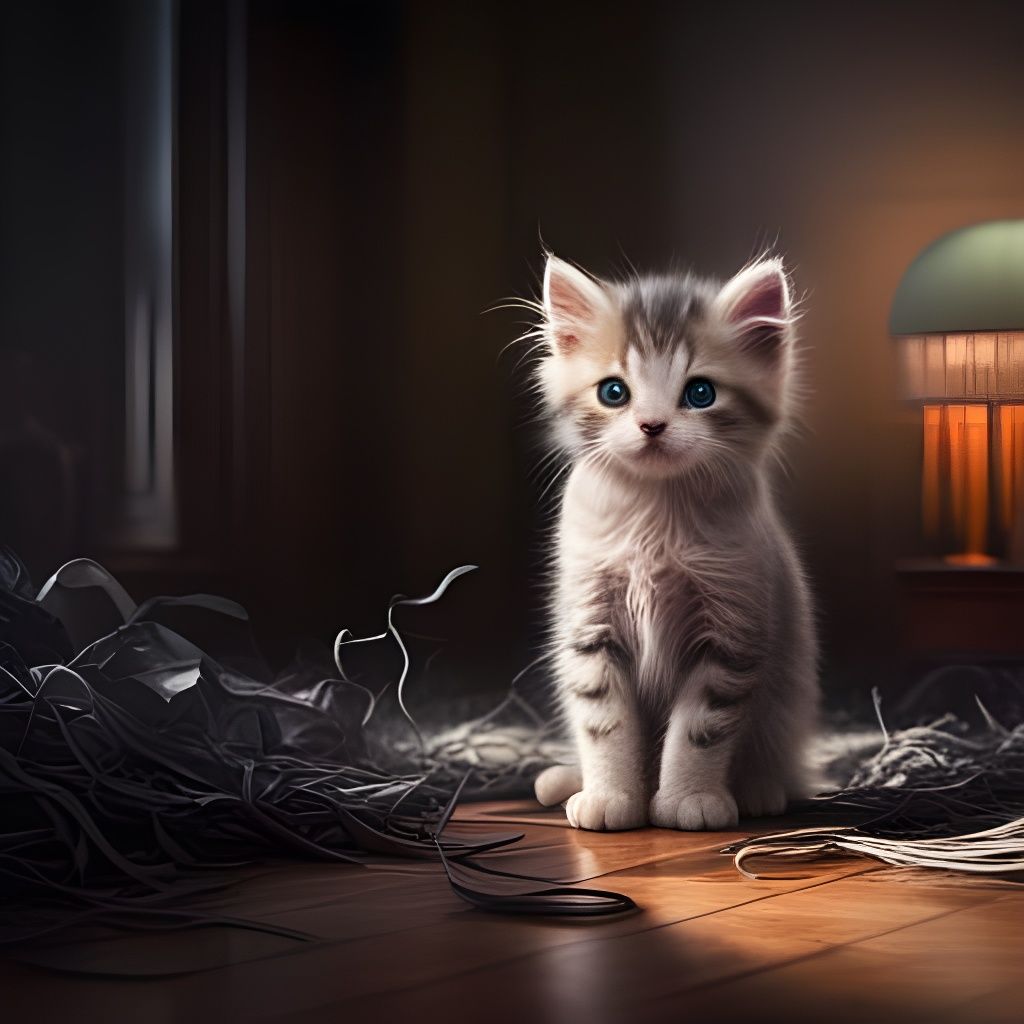 Frightened Kitten: A Dramatic Digital Painting