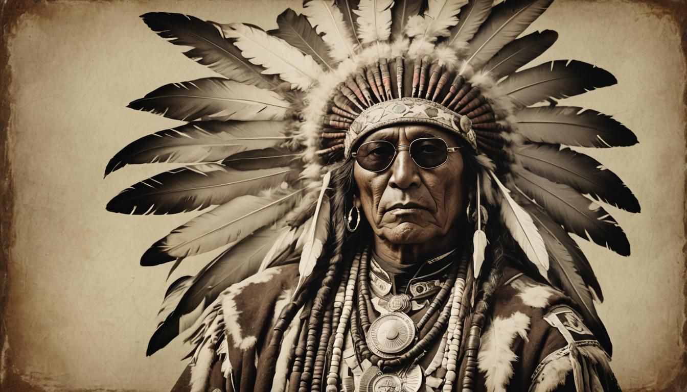 Victorian Portrait: Native American Chief in Regalia